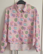Shein shirt top blouse cartoon print pattern animals cats teddy bear large new