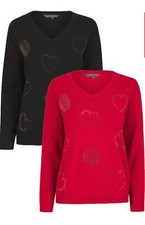 New Ladies Ex Bonmarche  Heart Detail Plus Size  Jumper Size 20 22 24 26