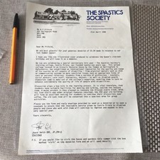Rare Vintage The Spastics Society Letter 1986