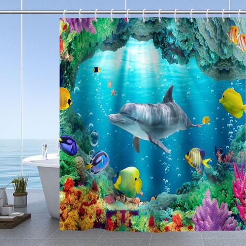 Blue ocean world shower - blue,