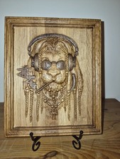 Hand Carved Oak Lion Musician