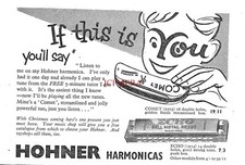 HOHNER 'Comet 2503' Harmonica Mouth-Organ ADVERT Small 1950s Print Ad 162/46