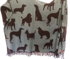 Osborne & Little Wool & Angora Blanket Throw "Best In Show" Dogs Brown & Teal