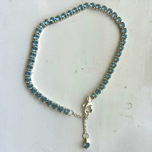 Silver tone blue crystal - silver,