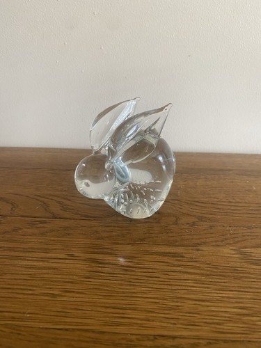 Clear glass bunny paperweight - glass,