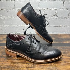 London Brogues Gatsby Wide Fit Mens Black Lace Up Brogue Formal Shoes Size UK 7