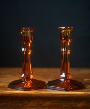 Vintage Amber Glass Candle