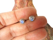 Round  MOONSTONE  Sterling  Silver  925  Gemstone  Stud Earrings - 5 mm