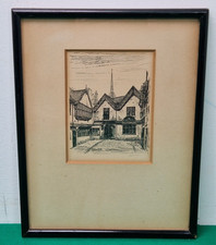 Vintage Framed Palace Yard Coventry Etching Print Florien Welsh