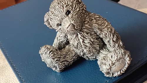 Sterling silver coated teddy - silver,