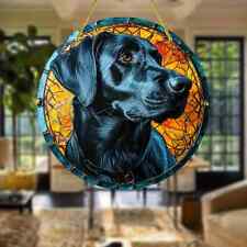 Black Labrador Dog Suncatcher Stained Glass Effect Wall Hanging Gift Gorgeous