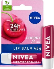 NIVEA Cherry Shine Lip Balm 4.8g Flavoured Lip Balm Shea Butter Natural Oil