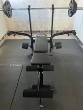 Strongway Bench with Bars and Weights 110kg Load Capacity