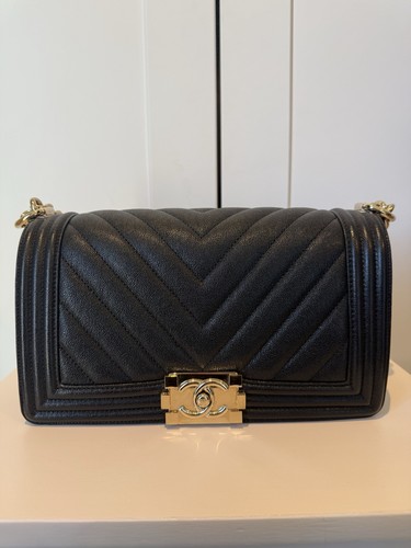 Chanel caviar leather boy bag - caviar,
