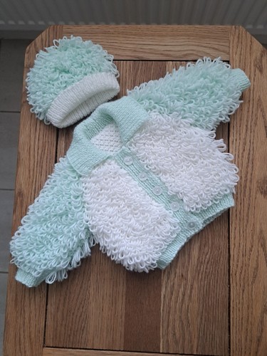 Hand knitted baby loopy - loopy, jacket