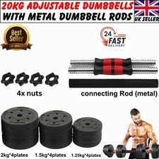 20Kg Adjustable Dumbbells Set Hand Weight Lifting Barbells For Home Gym Workout