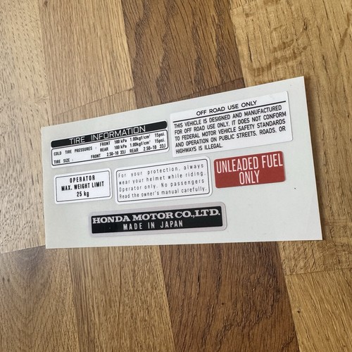 Honda qr50 warning legal - legal, and