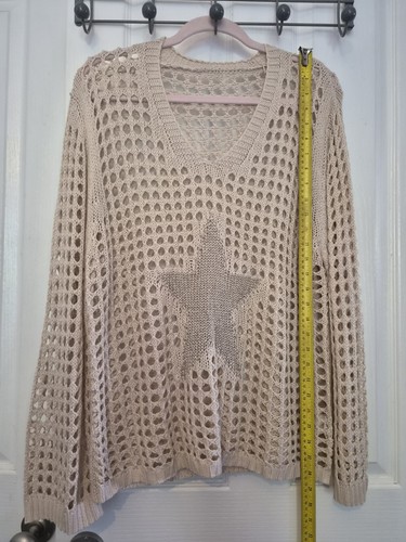 Beige open knit jumper - knit,