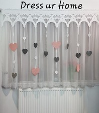 Novelty set net curtain and heart panels girls room kids room pink white black