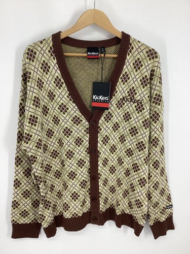 Kickers mens ecru check knit - kickers,