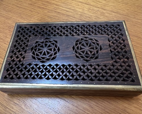 Vintage carved rosewood box - carved,