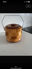 MID~CENTURY CAMBRIDGE WARE WOODEN ICE BUCKET or BISCUIT BARREL VINTAGE 60s / 70s