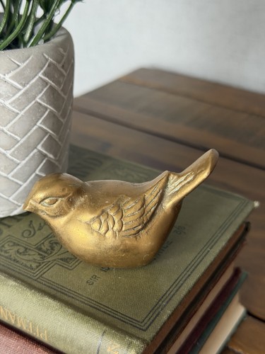 Small vintage solid brass bird - vintage,