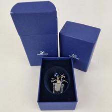 Boxed Swarovski Crystal Figure Vase Blue Primula Rhodium Flowers 718985