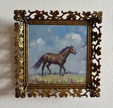 Vintage Horse Miniature Oil