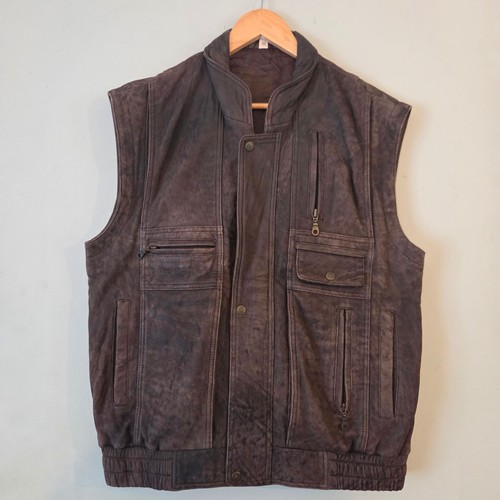 Vintage leather gilet vest - leather,