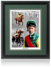 Lester Piggott Hand Signed Horse Racing Legend 16x12'' Nijinsky Montage COA