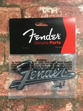 Fender Blackface Amplifier Logo / Badge, Black & Chrome Metal, for '65 Twin etc.