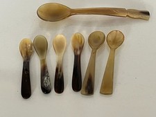 LOT OF 7 ANTIQUE BOVINE HORN SPOONS IN GREAT CONDITION