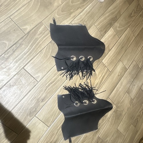 Black leather boot - black, chaps