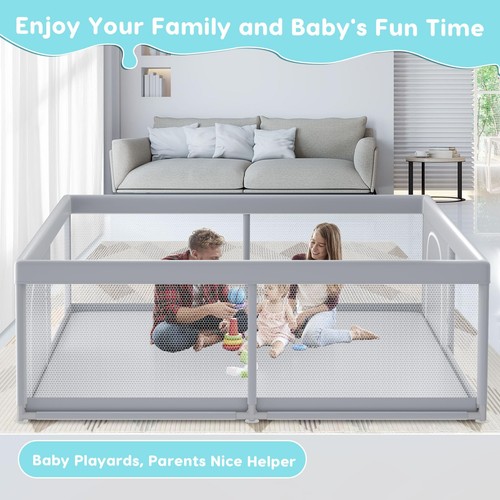 Grey baby playpen - baby,