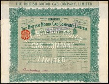 British Motor Cab Company Ltd., 1 deferred share, 1910