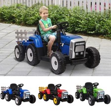 Ride On Tractor w/ Detachable Trailer, Remote Control, Start-Up Sound