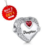 Daughter I Love You Crystal Heart S925 Sterling Silver Bead Charm for Women