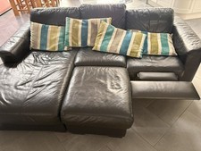 DFS Black Leather 3 Seater