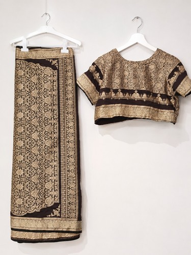 Elegant brown gold - &, saree