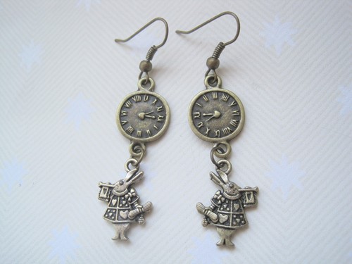 Clock face white rabbit drop - rabbit,