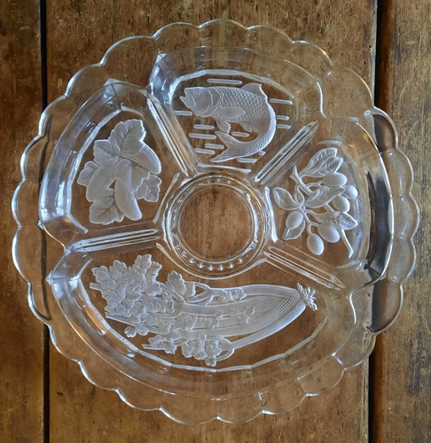 Vtg glass frosted divided - frosted,