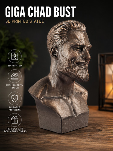 Gigachad bronze bust - bust, 3d