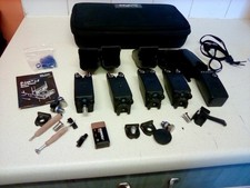 4 DELKIM TXI-D ALARMS IN BLUE WITH RECEIVER AND D-LOCKS