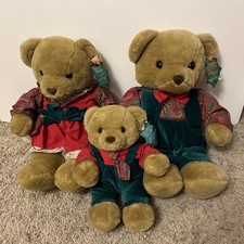 Vintage Allders Teddy Soft Plush Toys Bear Family Christmas Mama, Papa & Baby