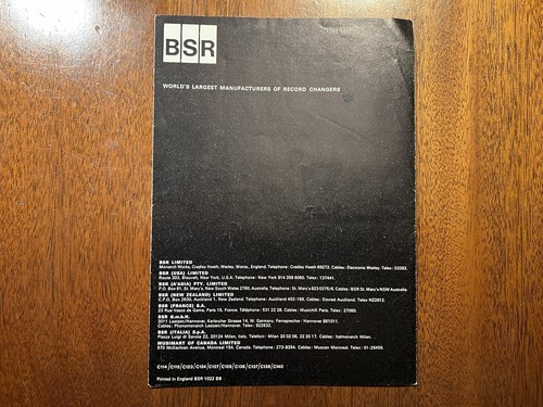Bsr 1022 record changer - 1022, bb