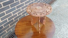 Small Carved Wooden Table Collapsible Folding Legs