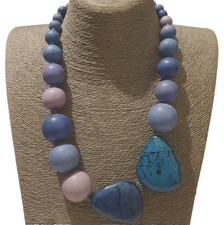 Chunky Statement Purple Beaded Necklace Big Large Oversized Bold Women's Gift UK