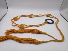 Mustard Yellow Cotton Fringe Tassel Belt Summer Waist Belt Overall Length 34"