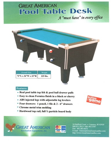 Great american pool table - pool, desk